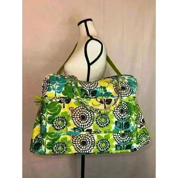 Vera Bradley Colorful Limes Up‎ Green Floral Large Duffle Bag Spacious & Stylish - Picture 6 of 16
